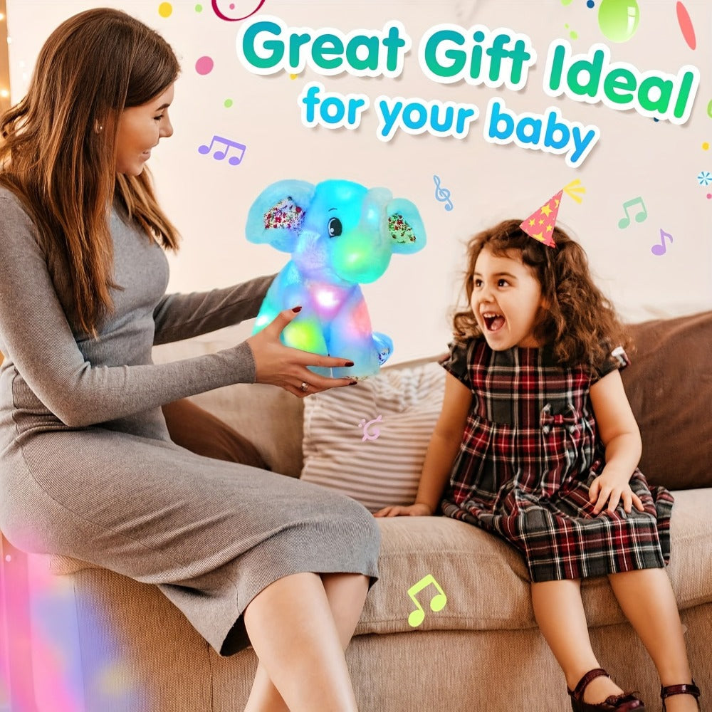 Plush Toy Blue Elephant with LED Glow and Optional Lullaby Music for Soft Room Display and Gifting — image 8