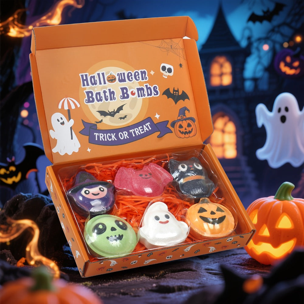 Bath Bombs, 5-Piece Halloween Gift Set with Pumpkin, Bat, Skull, Hat and Cat Shapes in Individual Wrappers — image 15