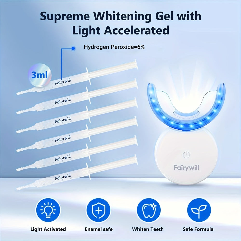 Carbamide Peroxide Teeth Whitening Kit with LED Accelerator Light – 6 Gel Tubes 3ml Each, Whitening Tray & Storage Case — ima