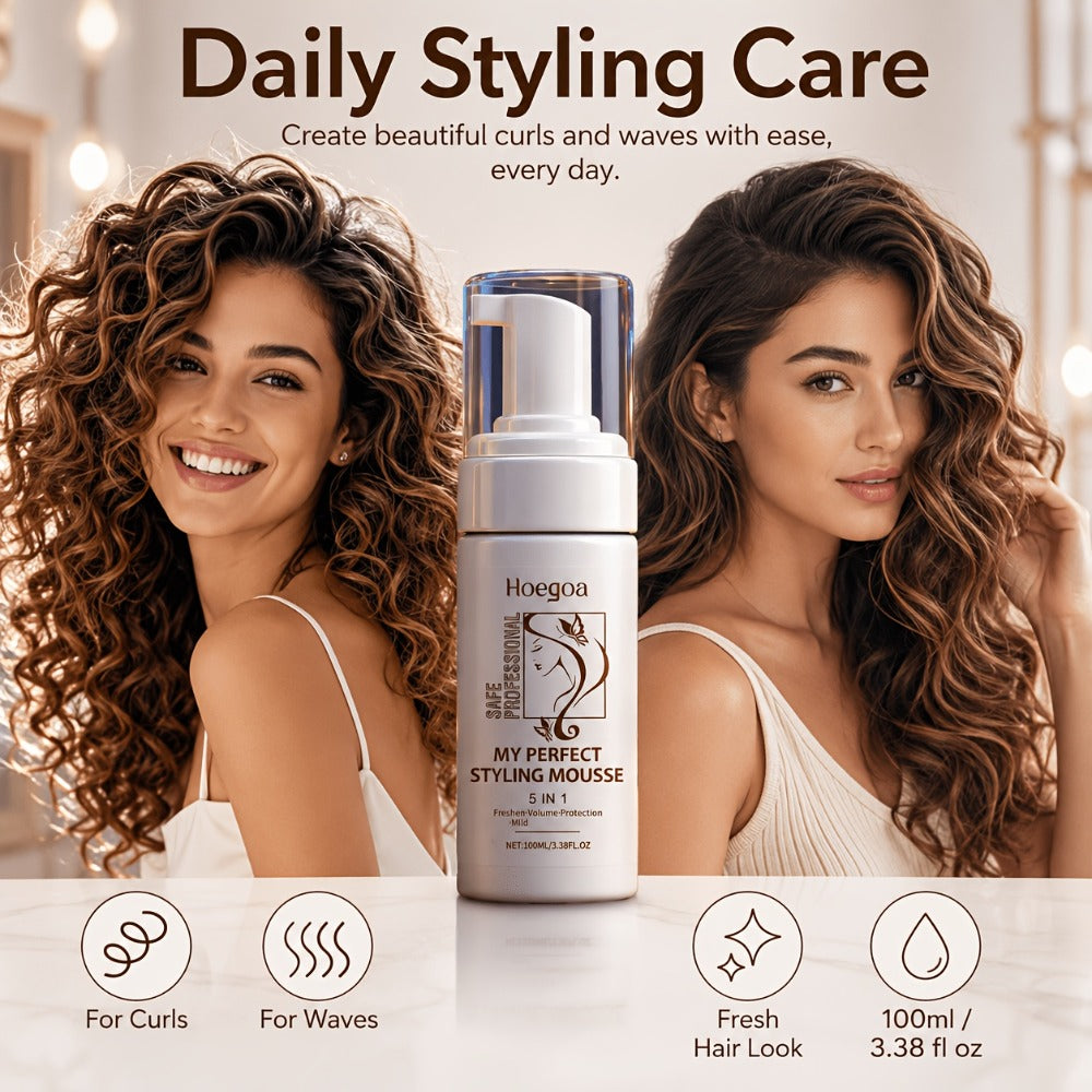 Hair Styling Mousse with Mint Extract & Hyaluronic Acid – Long-Lasting Flexible Hold, Moisturizing Mild Formula, Frizz Contro