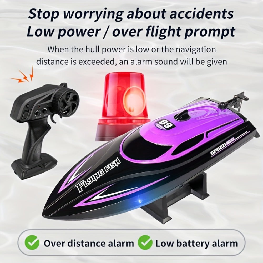 Remote Control Speedboat 25KM/H with Auto Flip Reset Night Light & Low with the Listed Color, Size or Set Options for Everyda