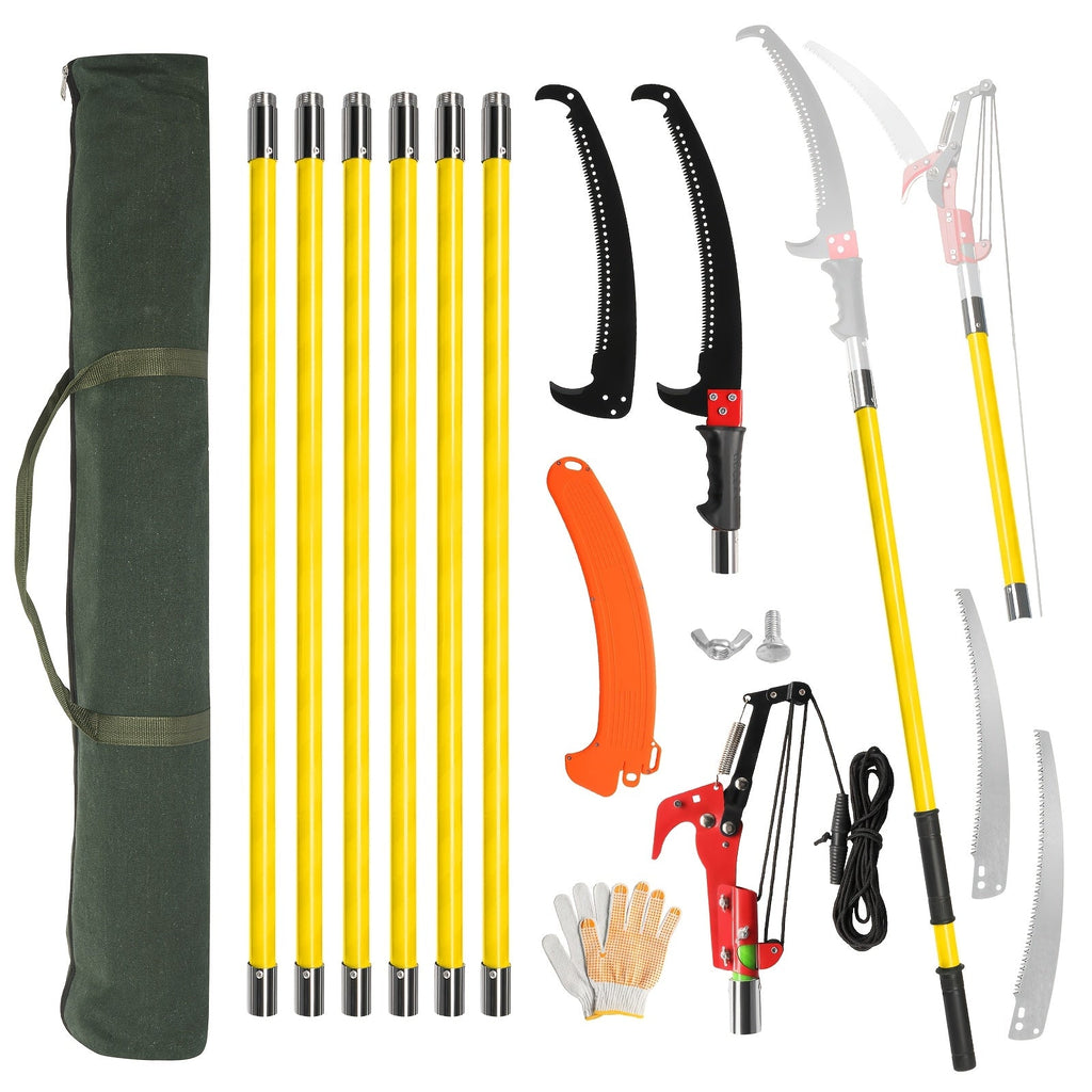 26FT Manual Pole Saw with Pruner & Bag for Garden, Patio and Yard Use, with the Listed Configuration — image 1