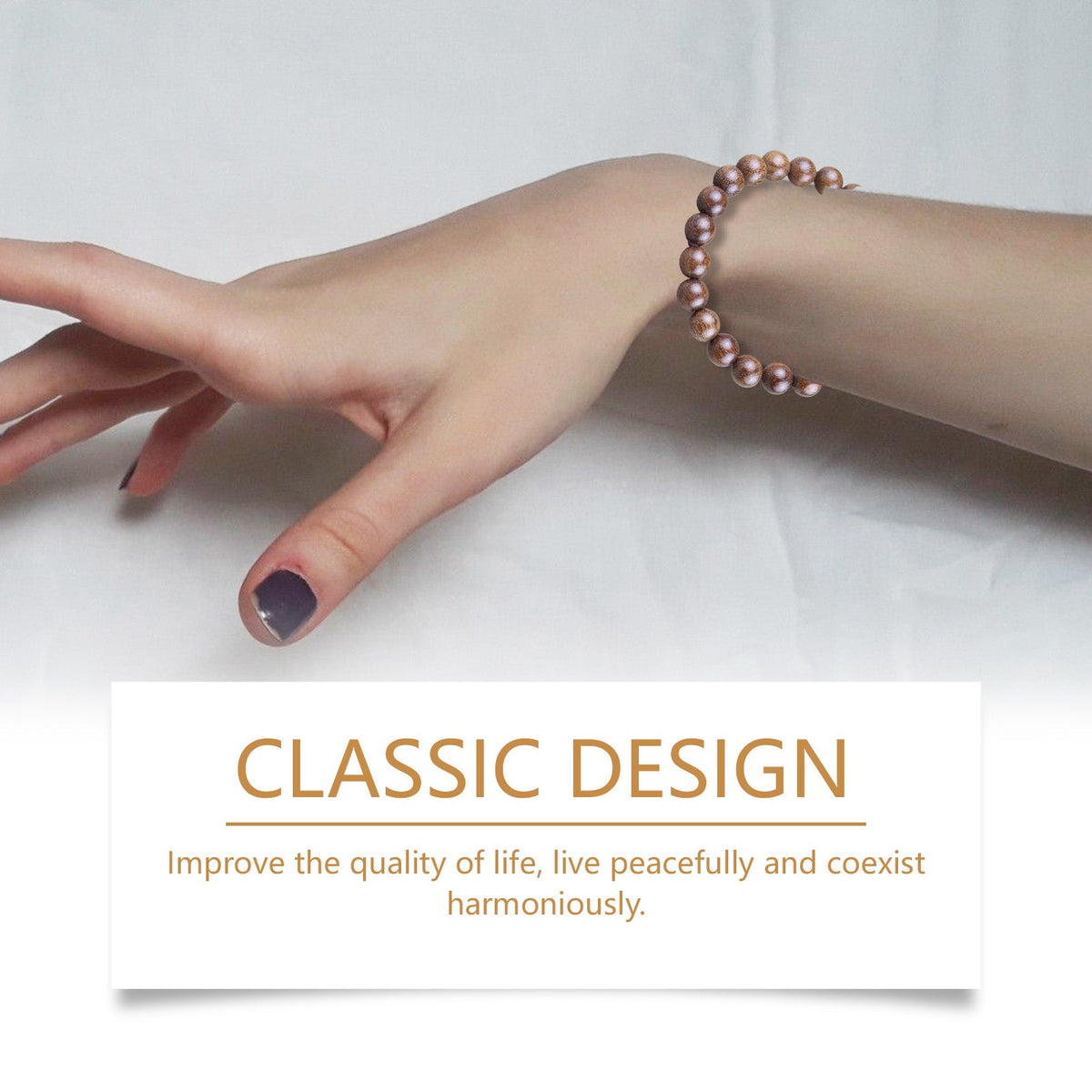 Gold Wire Sandalwood Bead Hand Daily Wear Decoration Simple Fashion 100 With Decorative Wooden Bead Bracelet