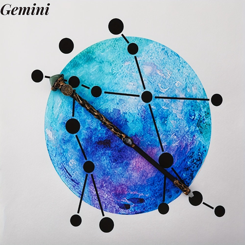 Zodiac Crystal Magic Wand with Gift Box – Handmade Astrology Wand All 12 Signs Aries Taurus Gemini Cancer Leo Virgo Libra Sco