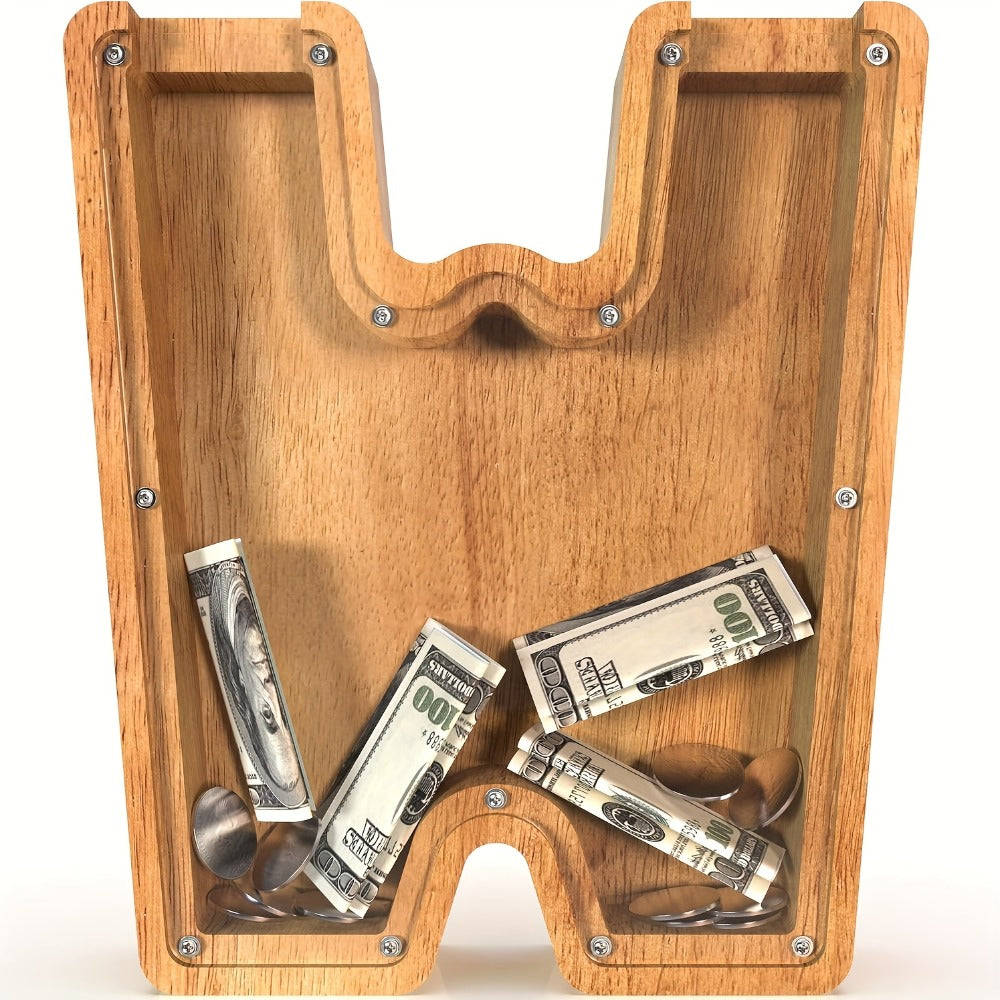 Wooden Letter Penny Bank – Alphabet Coin Bank Savings Box for Kids & Adults, Personalized Money Bank Birthday Gift — image 28