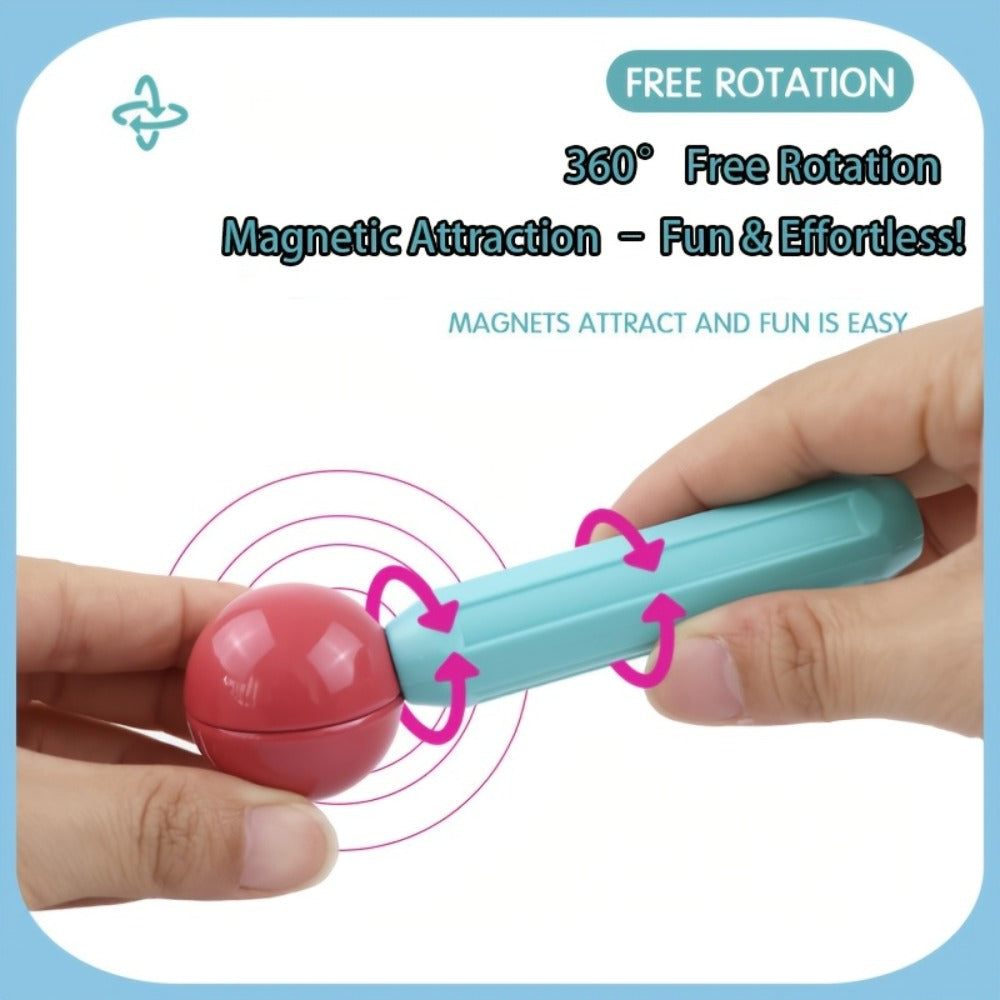 62-Piece Magnetic Stick and Ball Building Set with Multicolor Curved Rods and Round Connectors — image 4