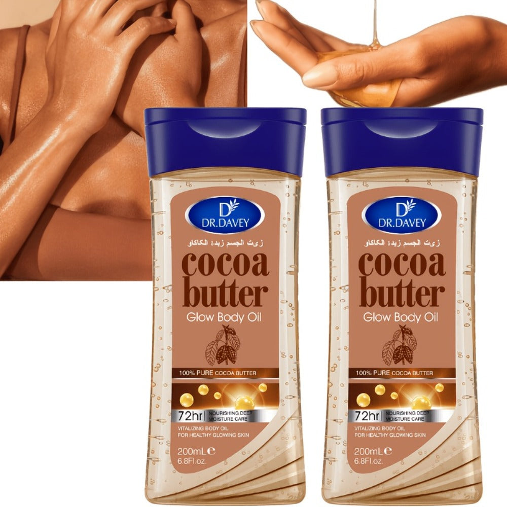 Cocoa Butter Body Oil, Two-Piece Set of 200ml Flip-Top Bottles with Coordinated Brown Labels — image 6