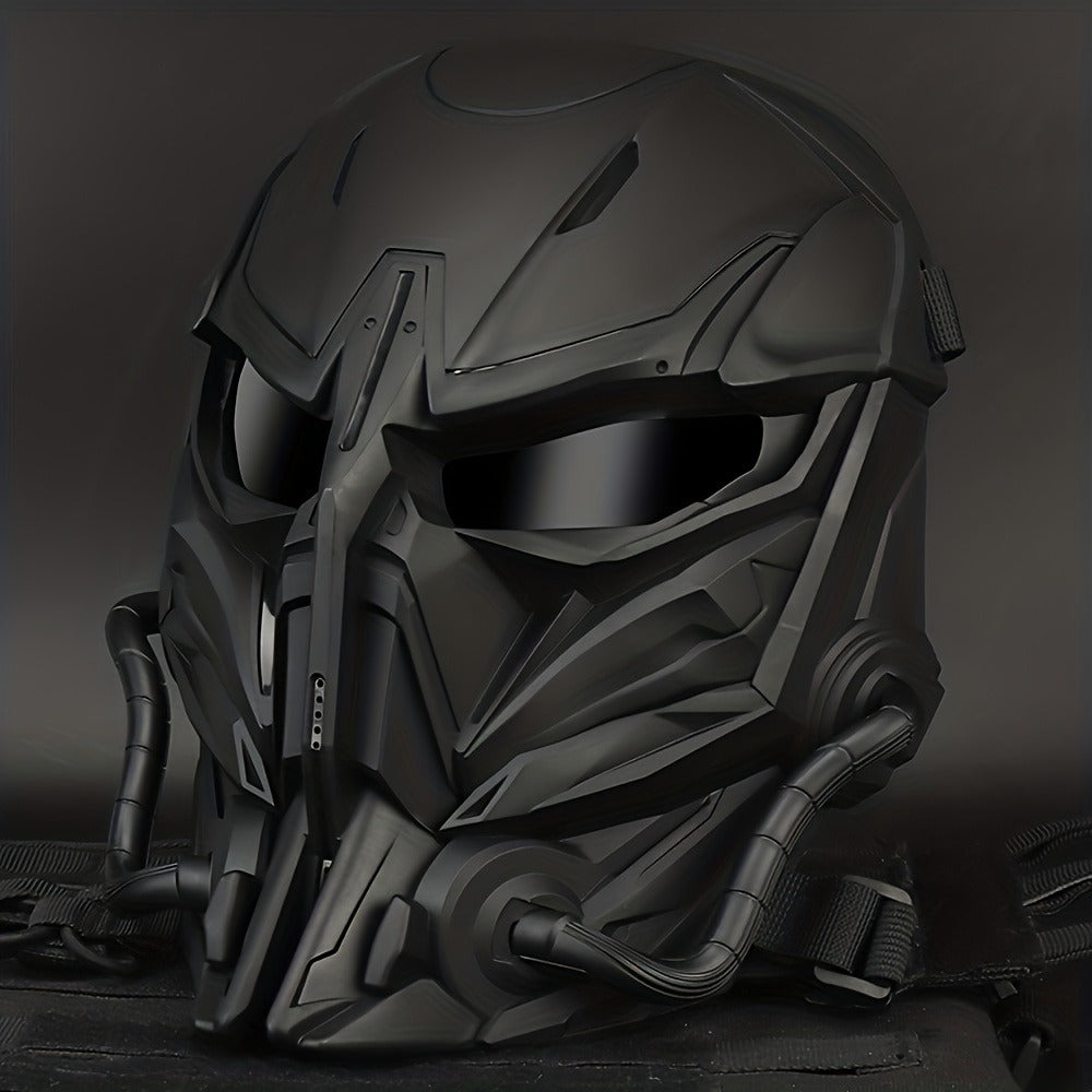 Silver-Plated Mechanical Costume Mask with Full-Face Sci-Fi Design and Sculpted Black Interior — image 5