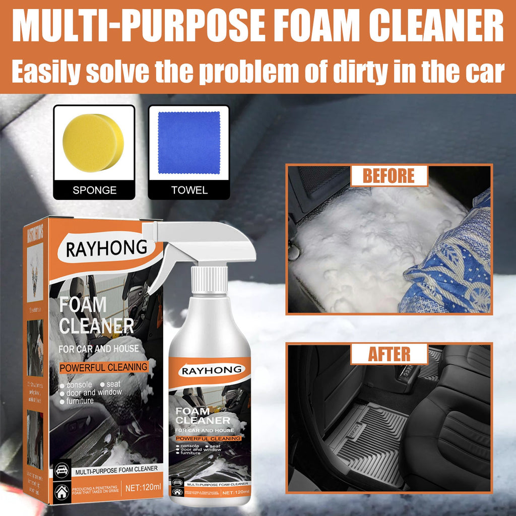 Multi-Purpose Foam Cleaner For Cars, Interior Steering Wheel Plastic Fabric Seat Stain Cleaner