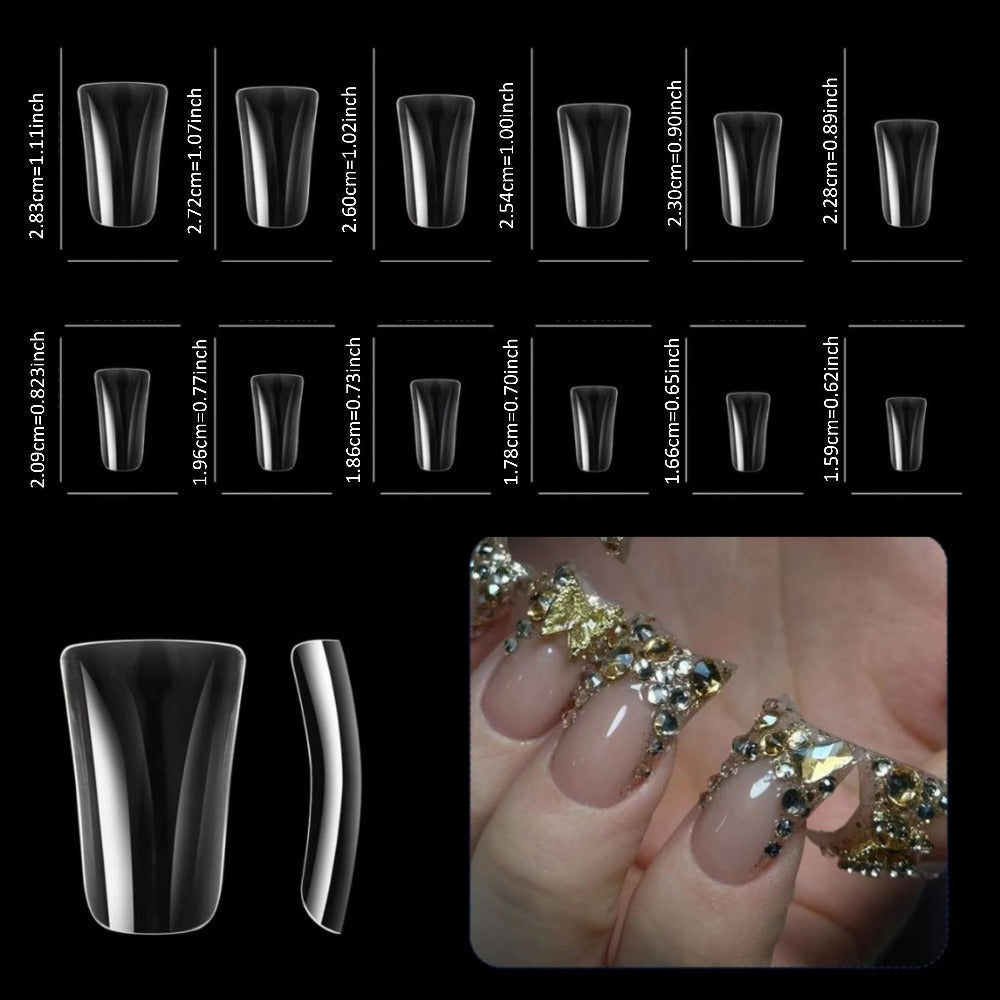 Press On Nails 10-Piece Short Duckbill Set with Glossy Mixed Colors, AB Crystals and Gel Adhesive Tabs — image 4
