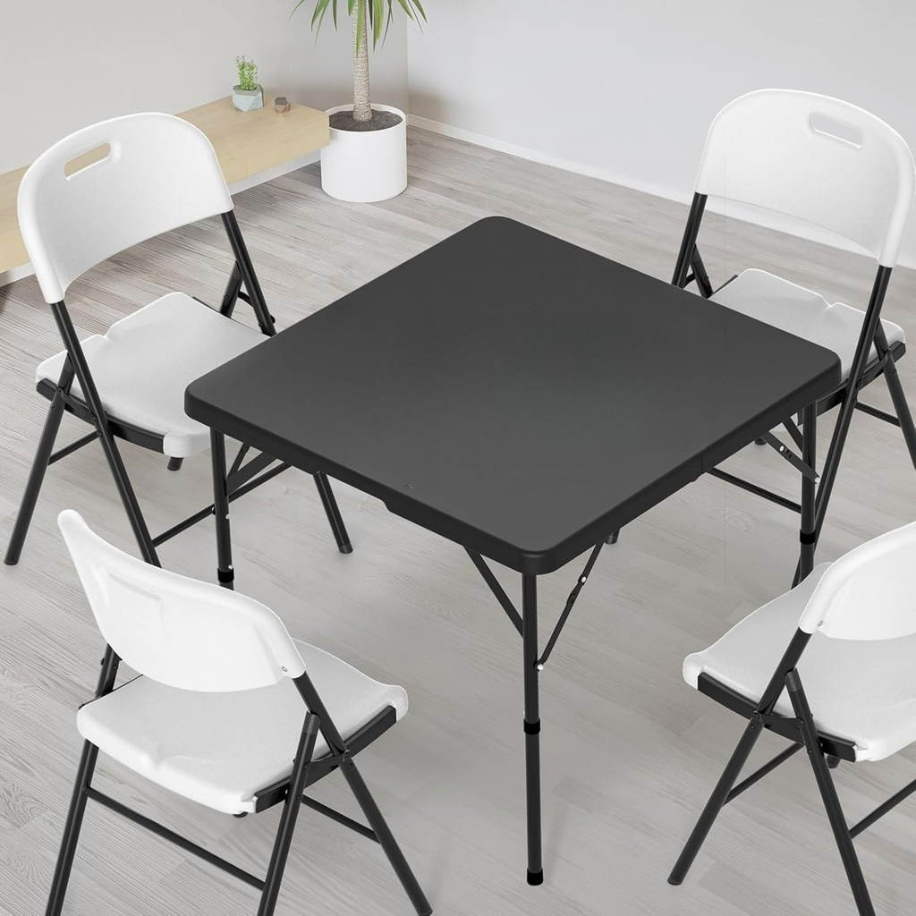 Portable Square Bi-Fold Table with Carry Handle in Black or White, Approximately 34 Inches Wide — image 17