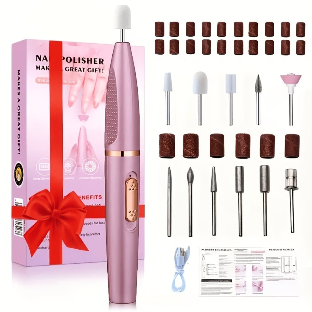 Portable 20000 RPM Electric Nail Drill Kit with 11 Interchangeable Bits, USB Charging and Two Color Options — image 1