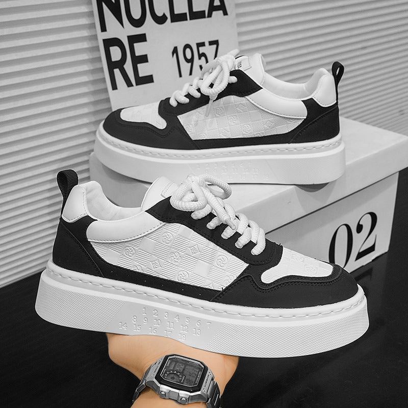 Mens Versatile Casual Height-increasing White Sneakers