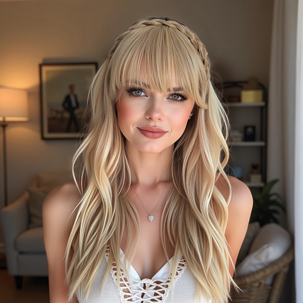Hair Extensions Synthetic Braided Headband with 4-Inch Bangs, 55g Weight and Four Color Options — image 9