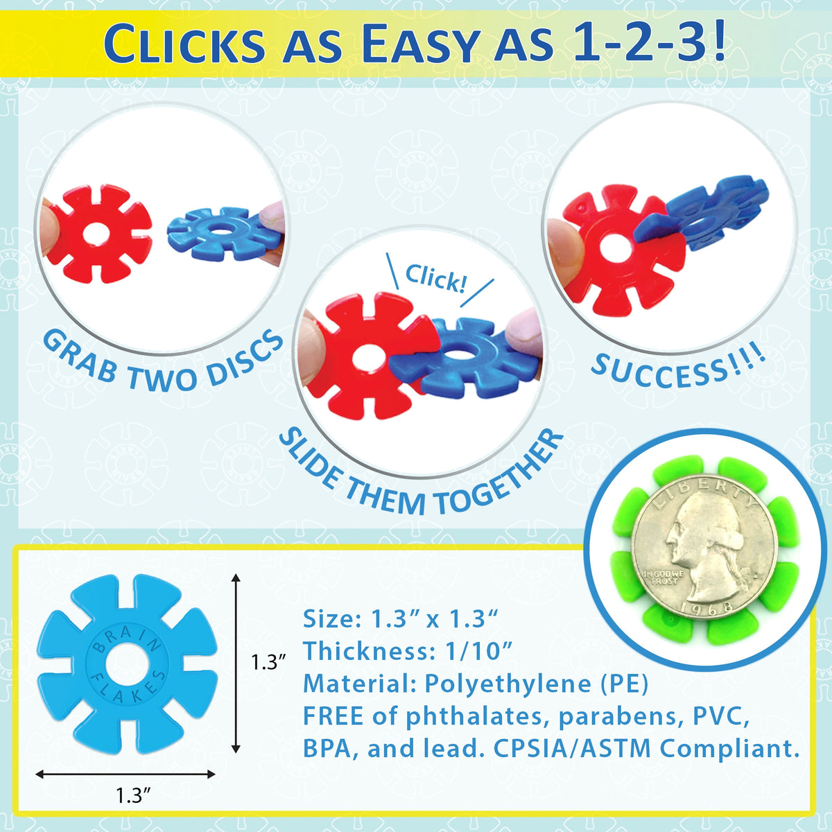 Brain Flakes Interlocking Disc Building Set 500 Pcs with the Listed Color, Size or Set Options for Everyday Use — image 6