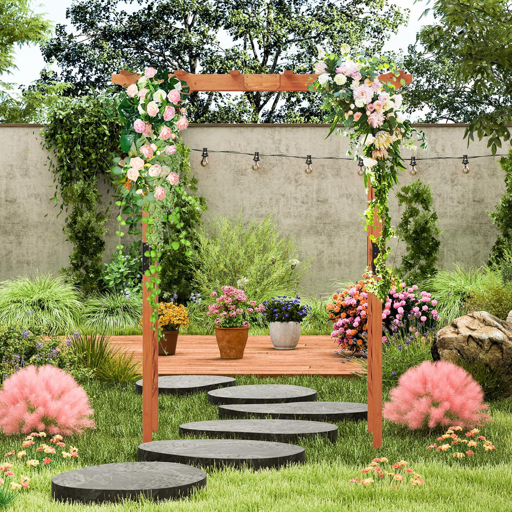 Wood Garden Arbor 7ft Fir Pergola Trellis Climbing Plants Roses — image 3
