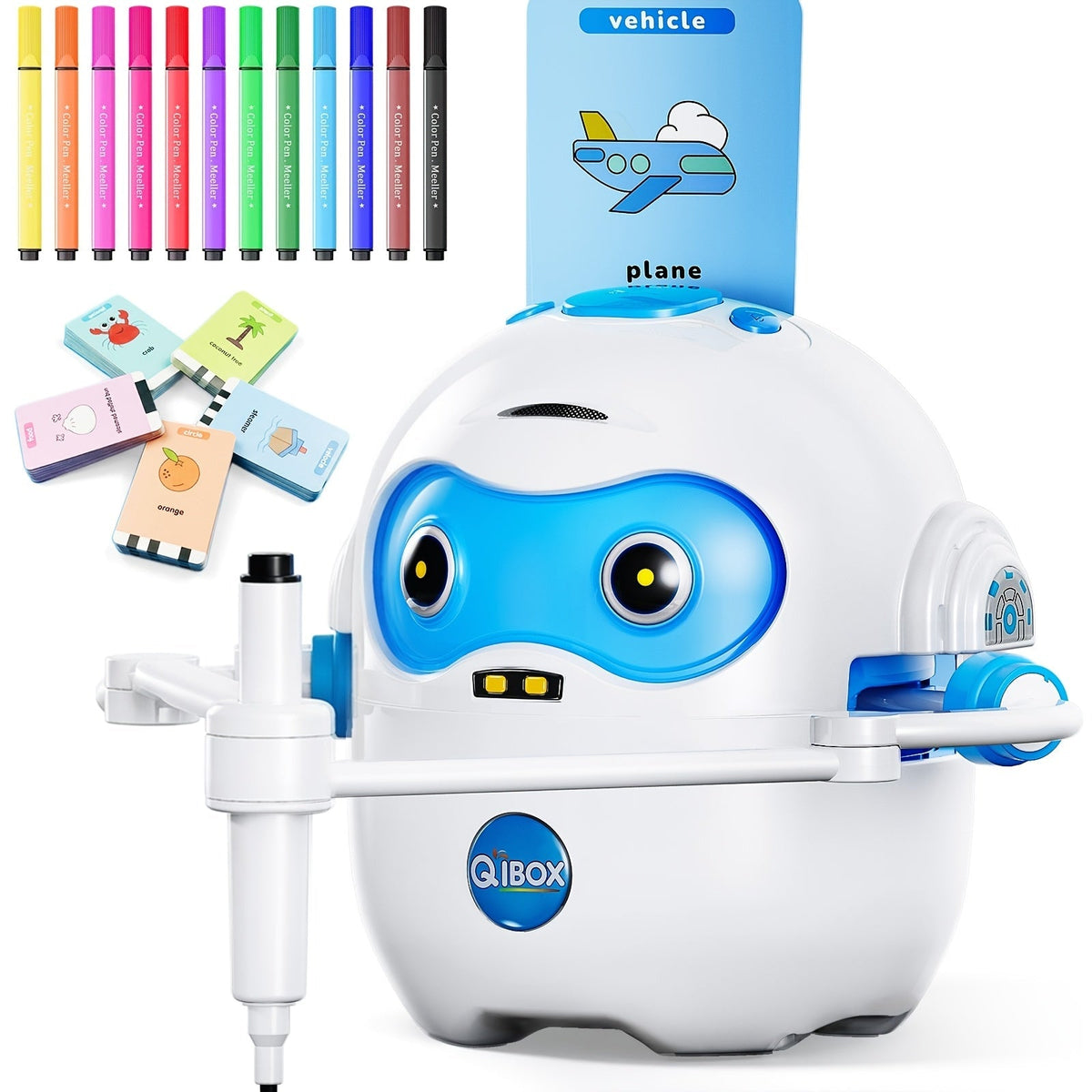 Drawing Robot for Kids Ages 3-8, Rechargeable 4-in-1 Interactive Learning Machine with 100 Drawing Cards & Color Pens — image