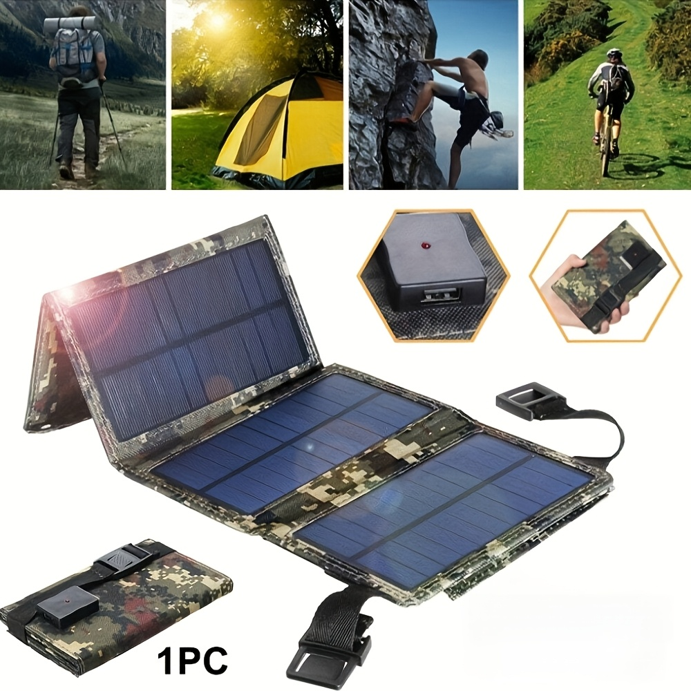 Foldable Solar Charger Portable Monocrystalline Silicon 20% Efficiency USB Output with Carabiner for an Everyday Personal Car