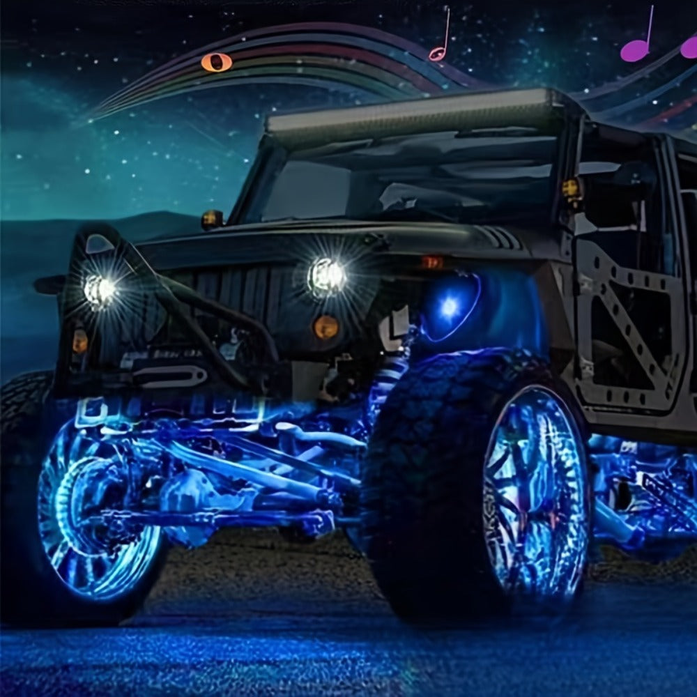 RGB LED Rock Lights Kit for Trucks & Off-Road – App & Remote Control, Music Mode, Underglow Neon Lights for SUV, ATV, UTV — i