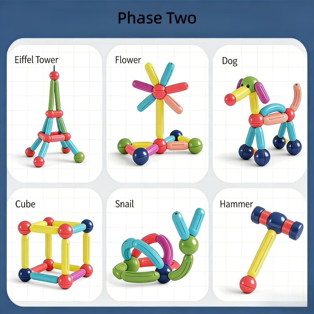 Magnetic Stick and Ball Building Set in 28-Piece or 58-Piece Multicolor Options for Pictured 3D Shapes — image 8