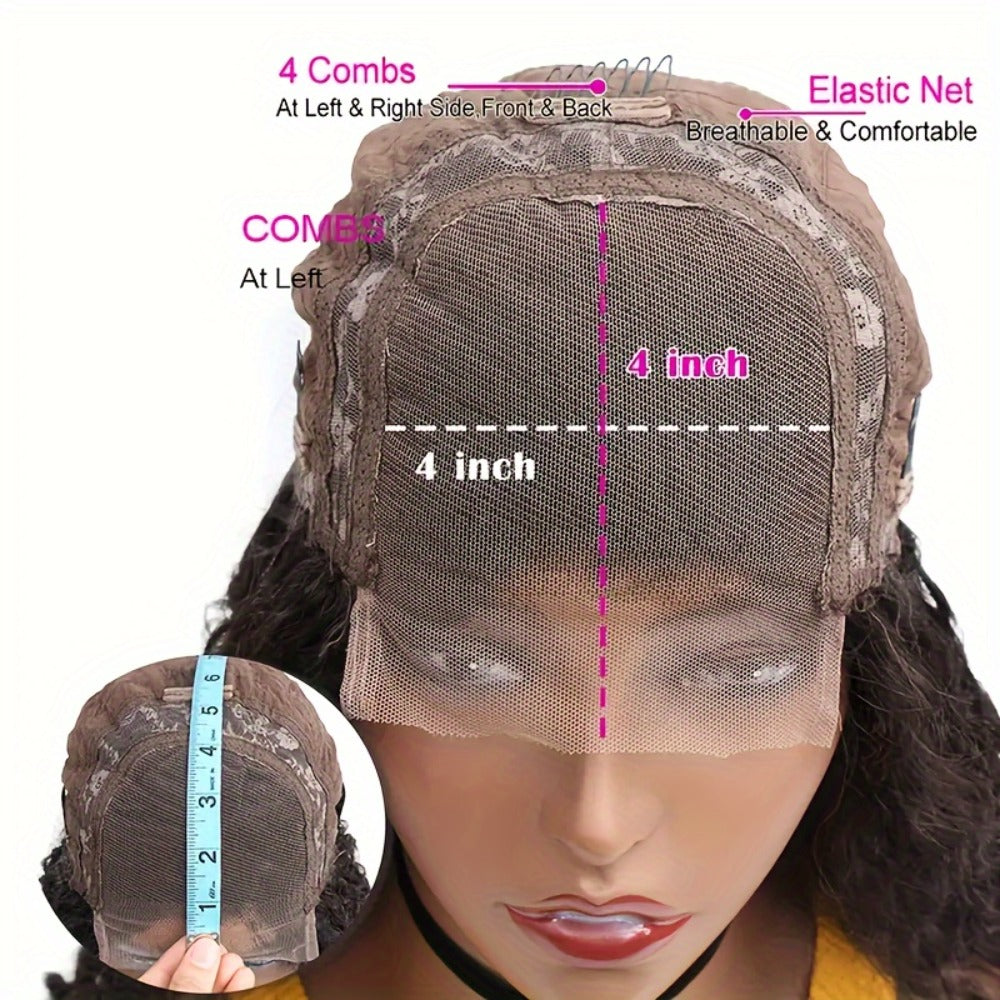 4x4 HD Lace Closure Curly Bob Wig Reddish Brown #33 Human Hair Pre-Plucked Glueless Short Bob with Baby Hair 20 Inch Warm Aub