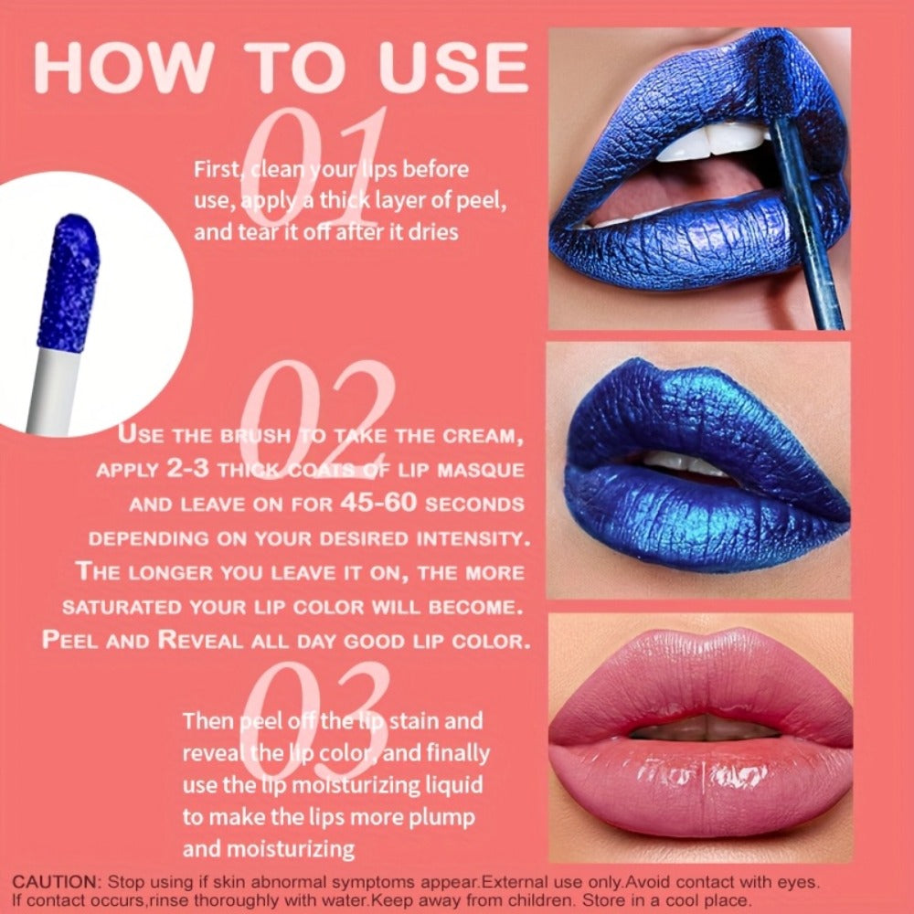 Matte Velvet Lip Stain Set 6 Colors Waterproof Smudge-Proof, Metallic Blue Cobalt Bold Shades Vegan Lip Gloss for All Skin To