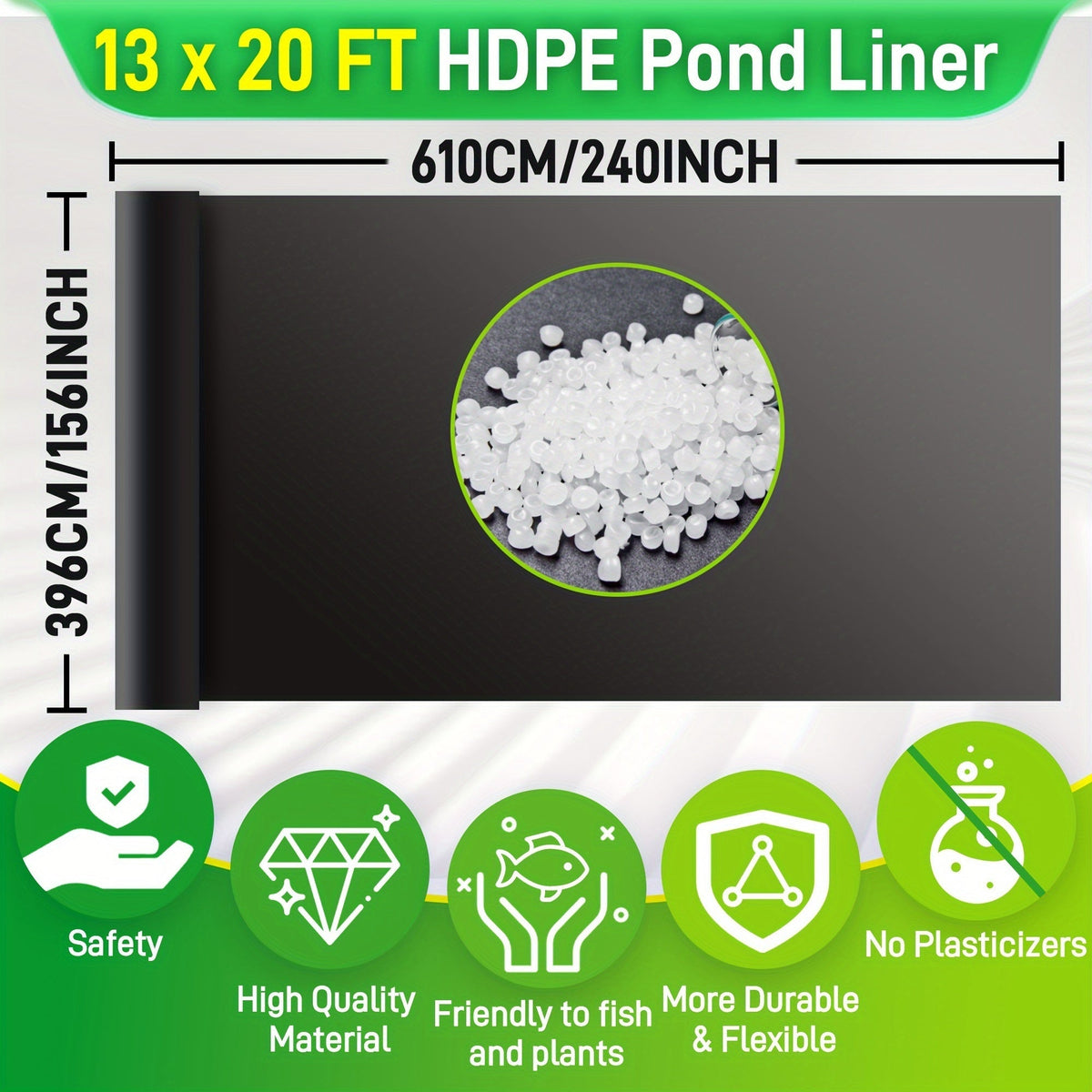 Koi Pond Liner HDPE 13x20FT – Waterproof Fish & Water Garden — image 2