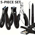 Wide-Jaw Nail Clipper Set, Five-Piece Black-Handle Kit with Straight, Concave and 45-Degree Slanted Tools — image 11