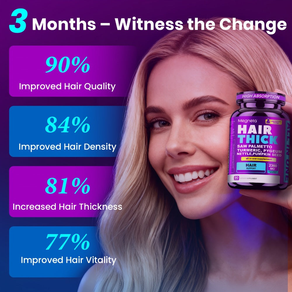 Hair Loss Supplement for Women 90 Capsules, Biotin, Collagen, Keratin, Saw Palmetto & Curcumin Multivitamin Formula for Hair 