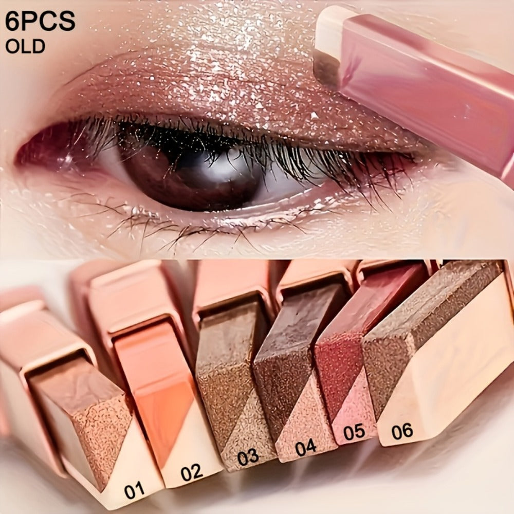 Dual-Color Eyeshadow Stick Set 6pcs Waterproof Smudge-Proof, Highly Pigmented Twist-Up Eye Shadow Pencil Kit — image 3
