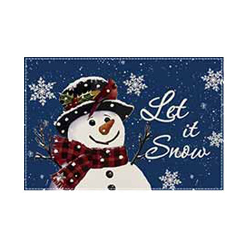 Christmas Snowman Linen Meal Mat Snowflake Grid Printed Table Mat Christmas Party Decoration Insulation Mat Holiday Decoration