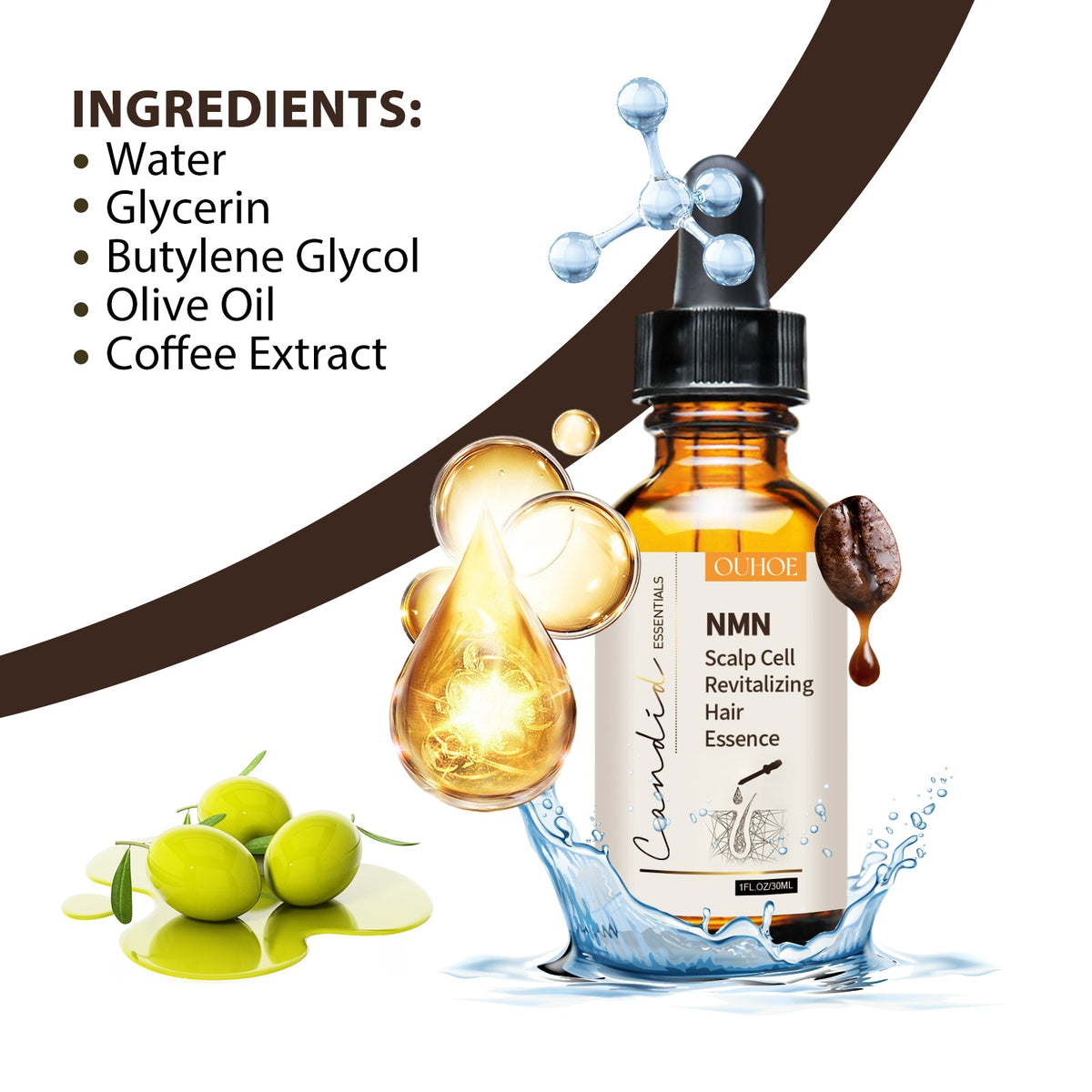 NMN Scalp Cell Revitalizing Hair Essence, Hair Care Strengthen And Strengthen Hair Repair Hair Root Thickening Hair Moisturizing Essence