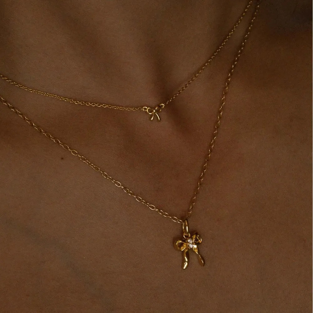 18K Gold-Plated Bow Necklace