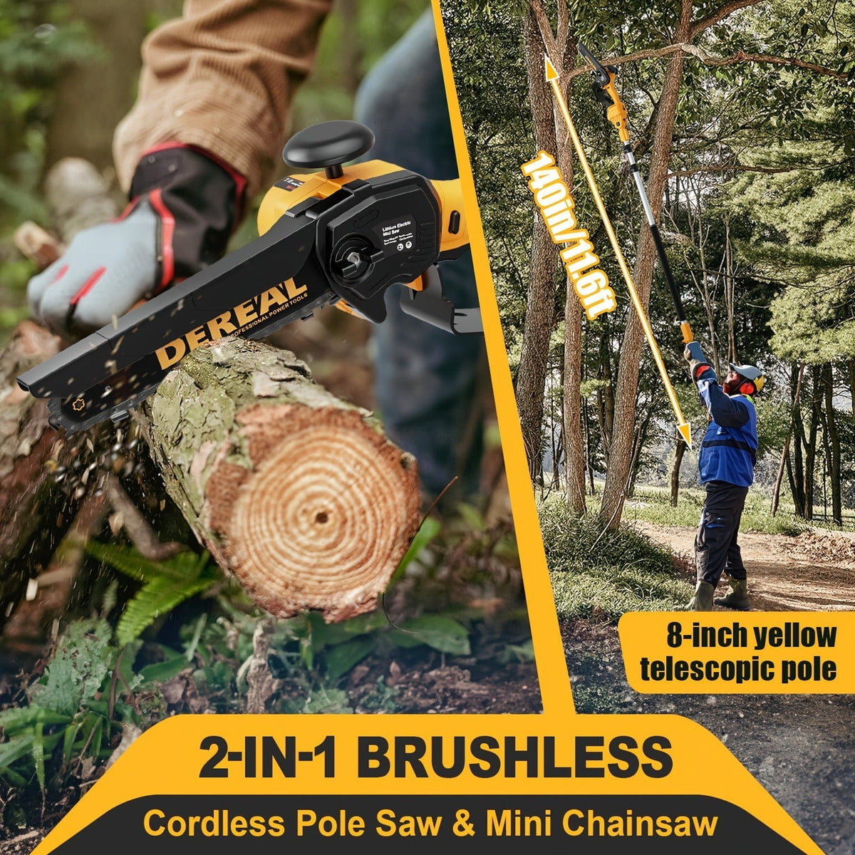 Mini Chainsaw Cordless 6-Inch Brushless with 20V 4.0Ah Rechargeable Battery, One-Hand Electric Handheld Chain Saw for Tree Tr
