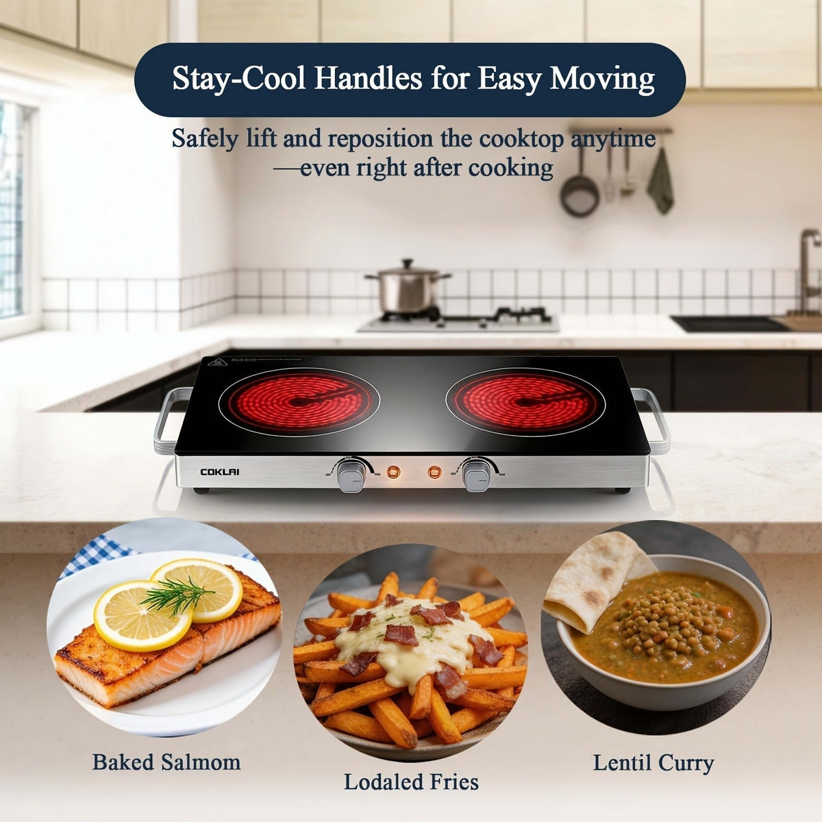 Portable Electric Stove Stainless Steel Single Burner Hot Plate with Temperature Control for Home Cooking, Dining and Outdoor