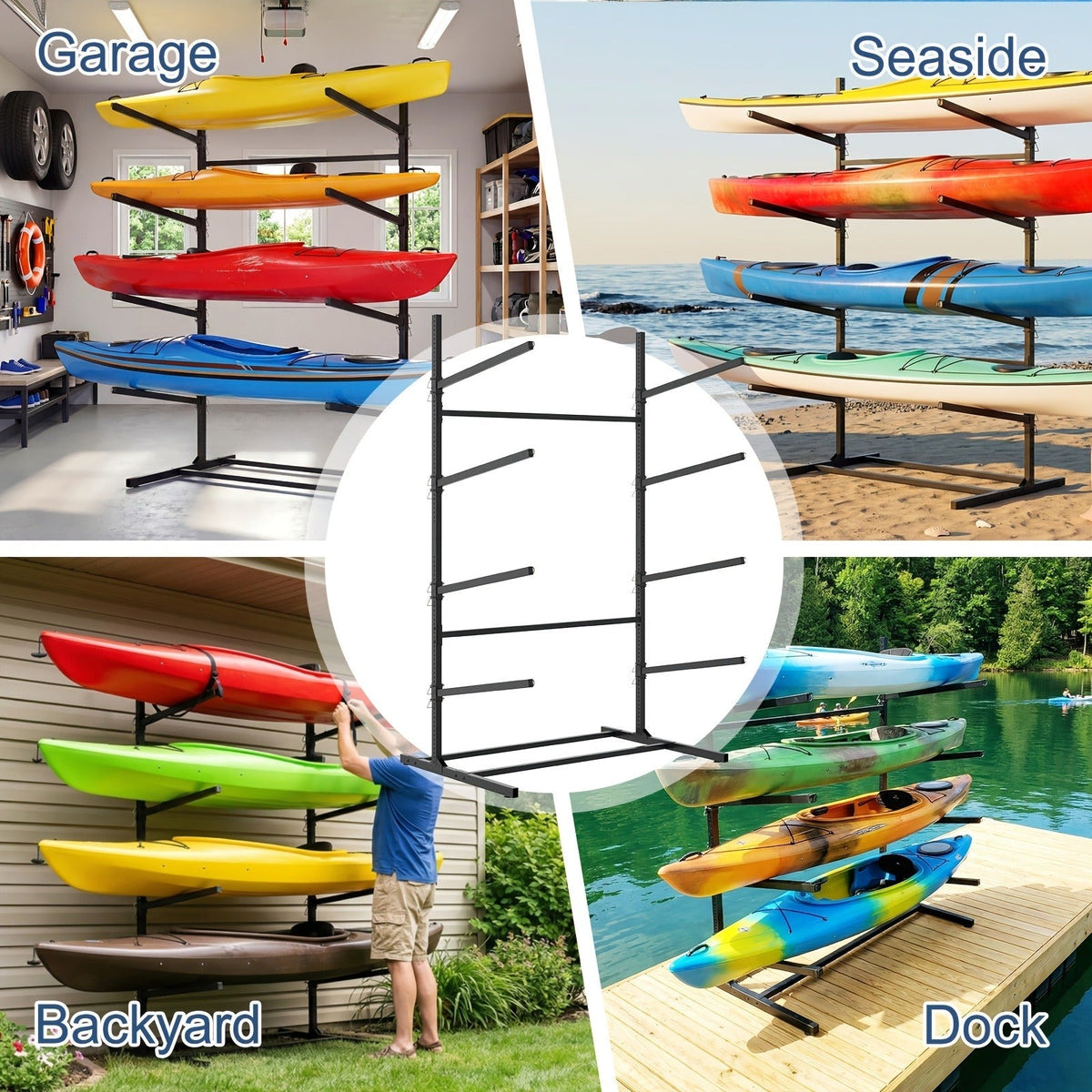 Kayak Storage Rack, Adjustable Stand for SUP, Canoe & Paddle Board, Wall, Dock & Freestanding, 400 lbs Capacity — image 10
