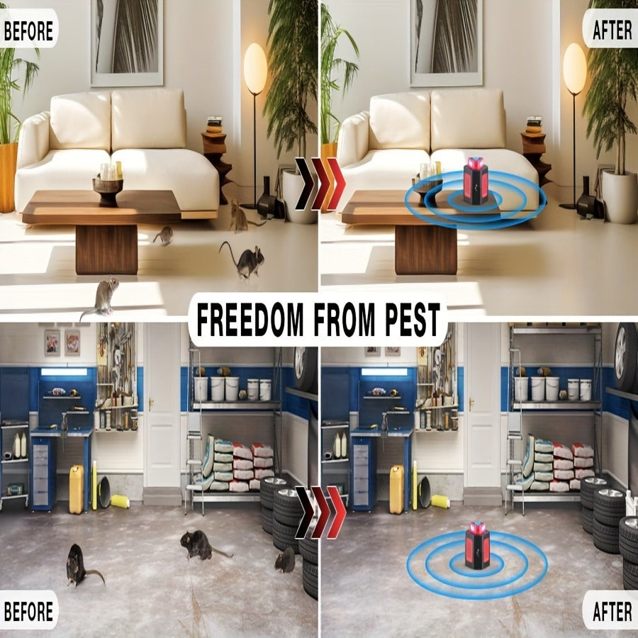 Plug-In Pest Repeller 4-in-1, 360° Soundwave Coverage, Repels Mice, Rats, Cockroaches, Bats & Squirrels — image 8