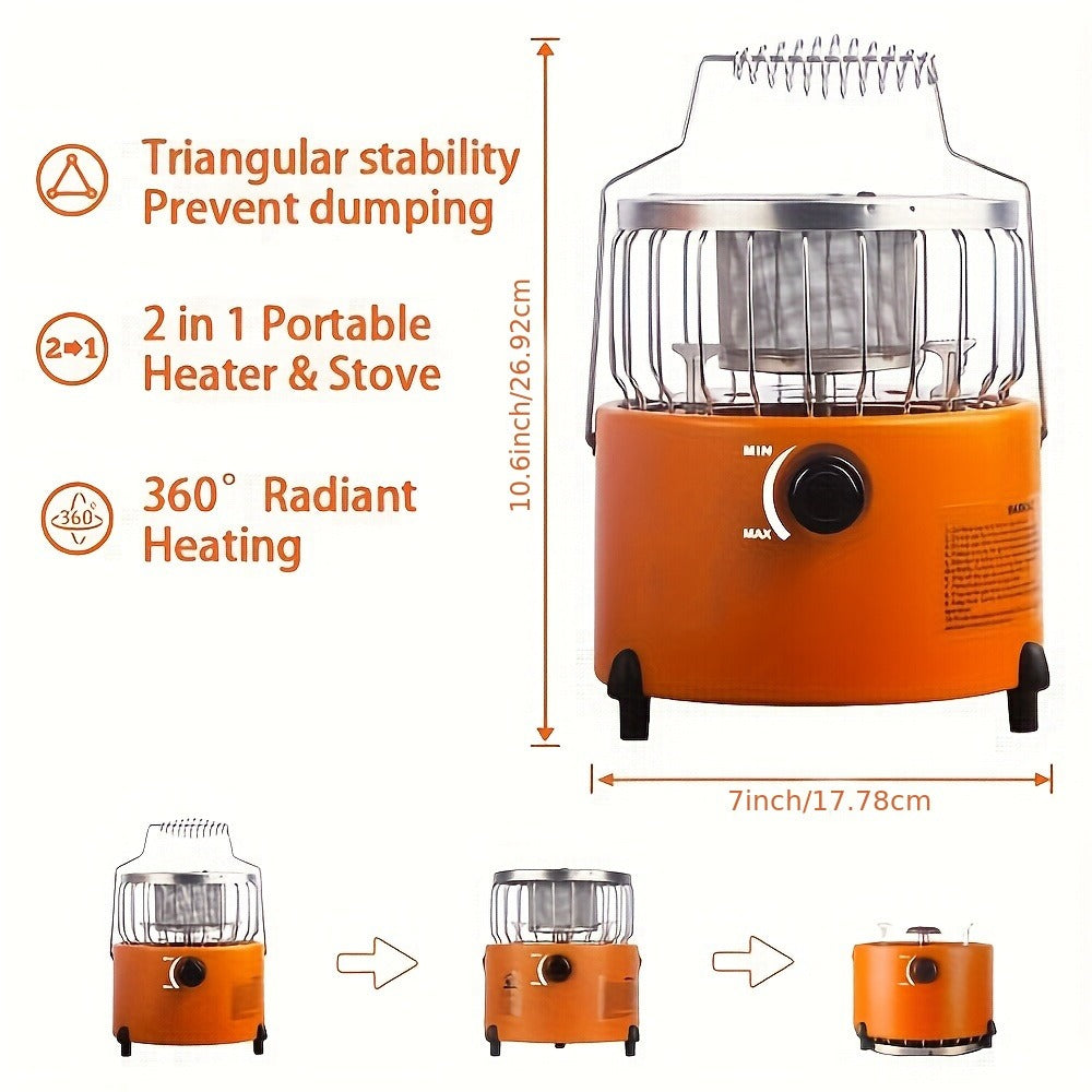 Portable Propane Heater Stove 2-in-1 Camping Gas Stove & Heater 3680-9000 BTU with Ignition, Stainless Steel — image 10
