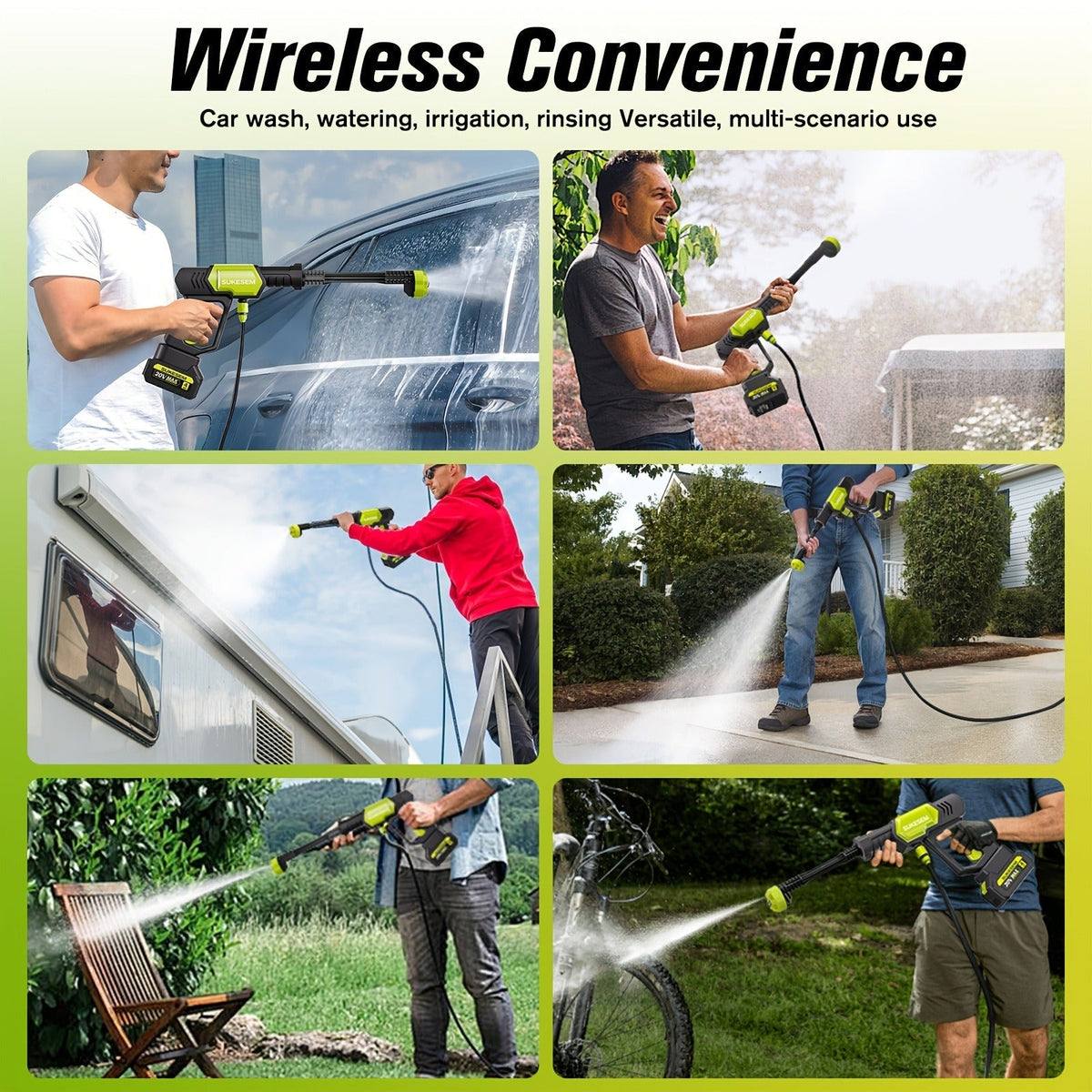 Cordless Pressure Washer Battery Powered Portable Car Wash Gun High Pressure Cleaner for Cars Yards for Garden, Patio and Yar