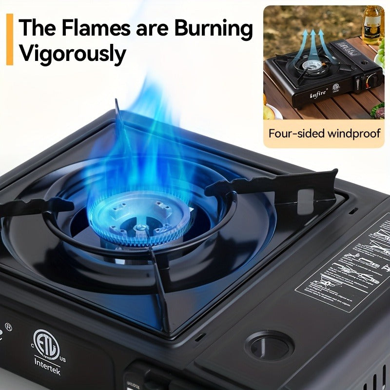 Black Single-Burner Butane Tabletop Camping Stove with Carrying Case, Adjustable Knob and US-Spec Option — image 9