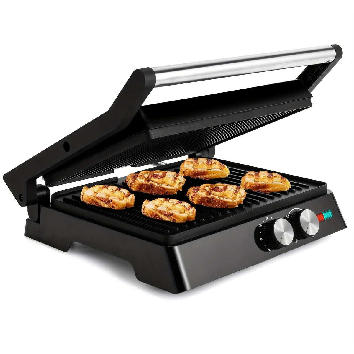 Sandwich Maker 3-in-1 Mini Indoor Grill & Panini Press, Non-Stick 180° Opening, Floating Hinge, 60-Min Timer — image 13