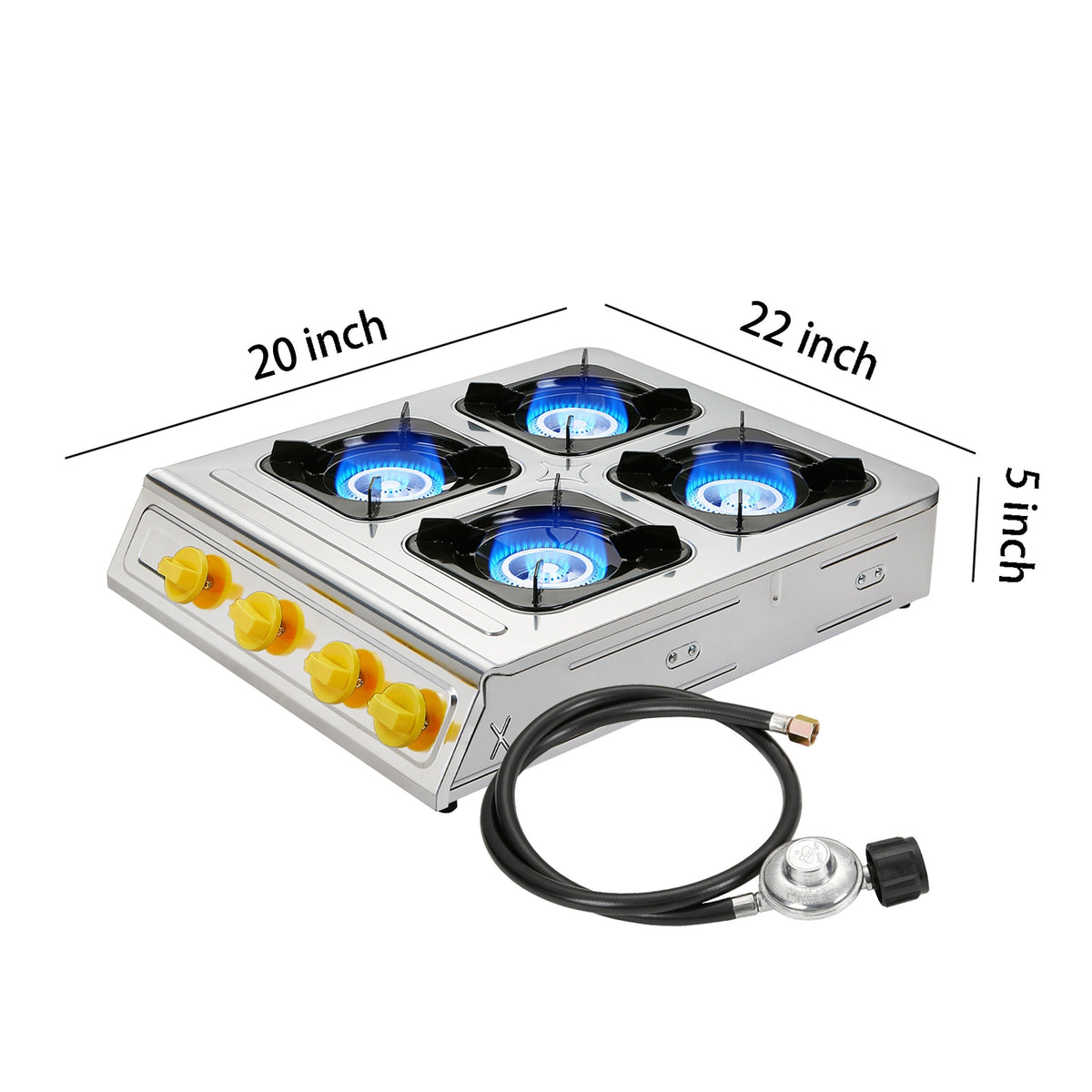4 Burner Propane Stove 40000 BTU Auto Ignition Outdoor Gas Cooker for Camping Garden Fishing Hiking for Garden, Patio and Yar