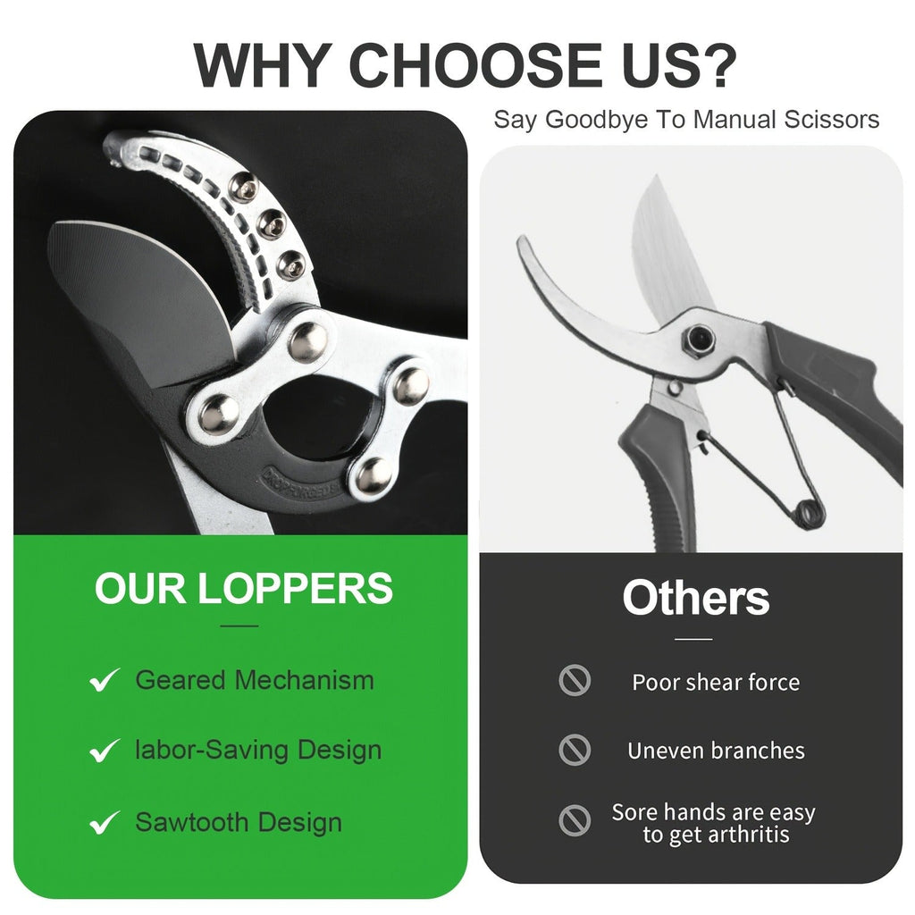 Extendable Pruning Shears 22-27.5 Inch – SK5 Steel Blades Cut 2.5" Branches, Shock-Absorbing Ergonomic Handle — image 7
