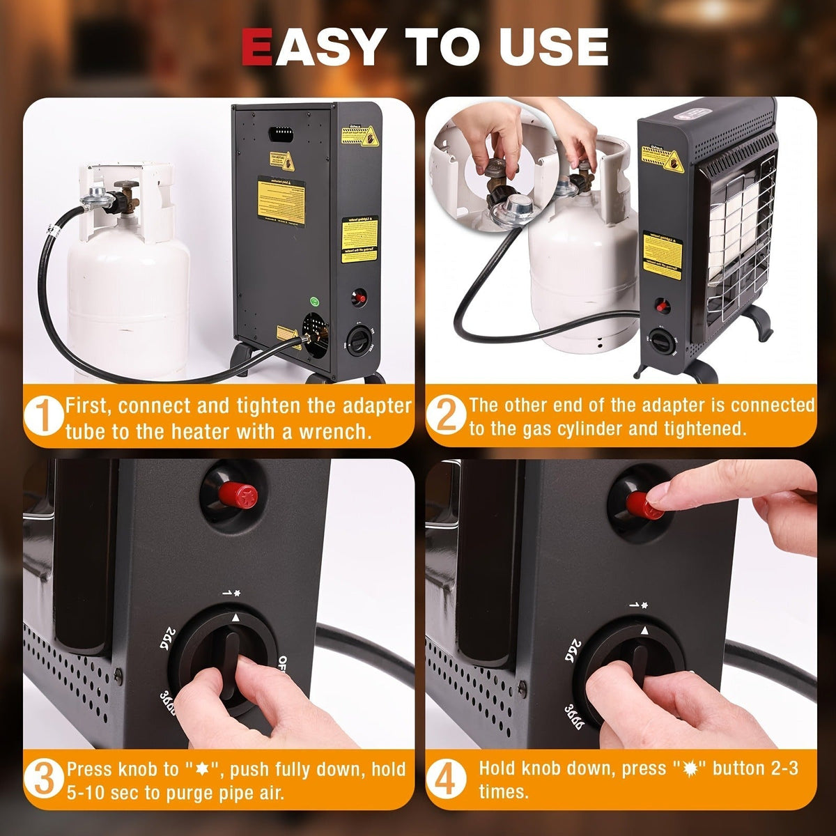 Black Cabinet Propane Heater with Three Heat Settings, Hose, Regulator and 24.4-Inch Pictured Height — image 9