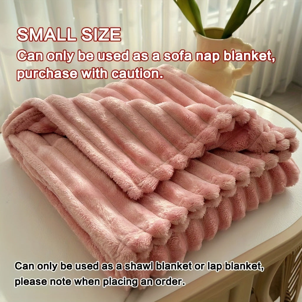 Fleece Blanket Double-Sided 3D Faux Rabbit Fur Throw – Ultra-Soft Thick 300-350g/m² for Home, Office, Travel & Camping — imag