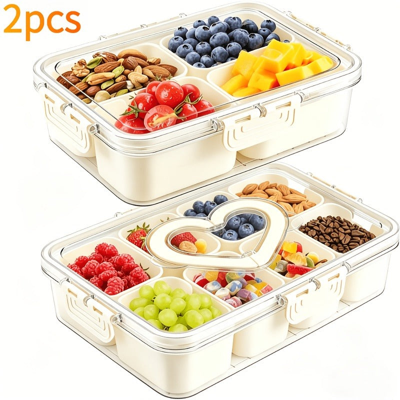 Storage Containers with Lids, Snack Tray Two-Pack with Four or Eight Removable Compartments and Snap Lids — image 11