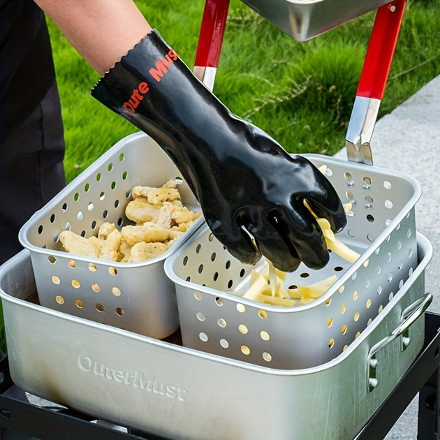 Outdoor Deep Fryer 18 Qt Dual Basket Propane Fish Fryer 58000 BTU Cast Iron Burner with Stand for BBQ Camping Tailgate — imag