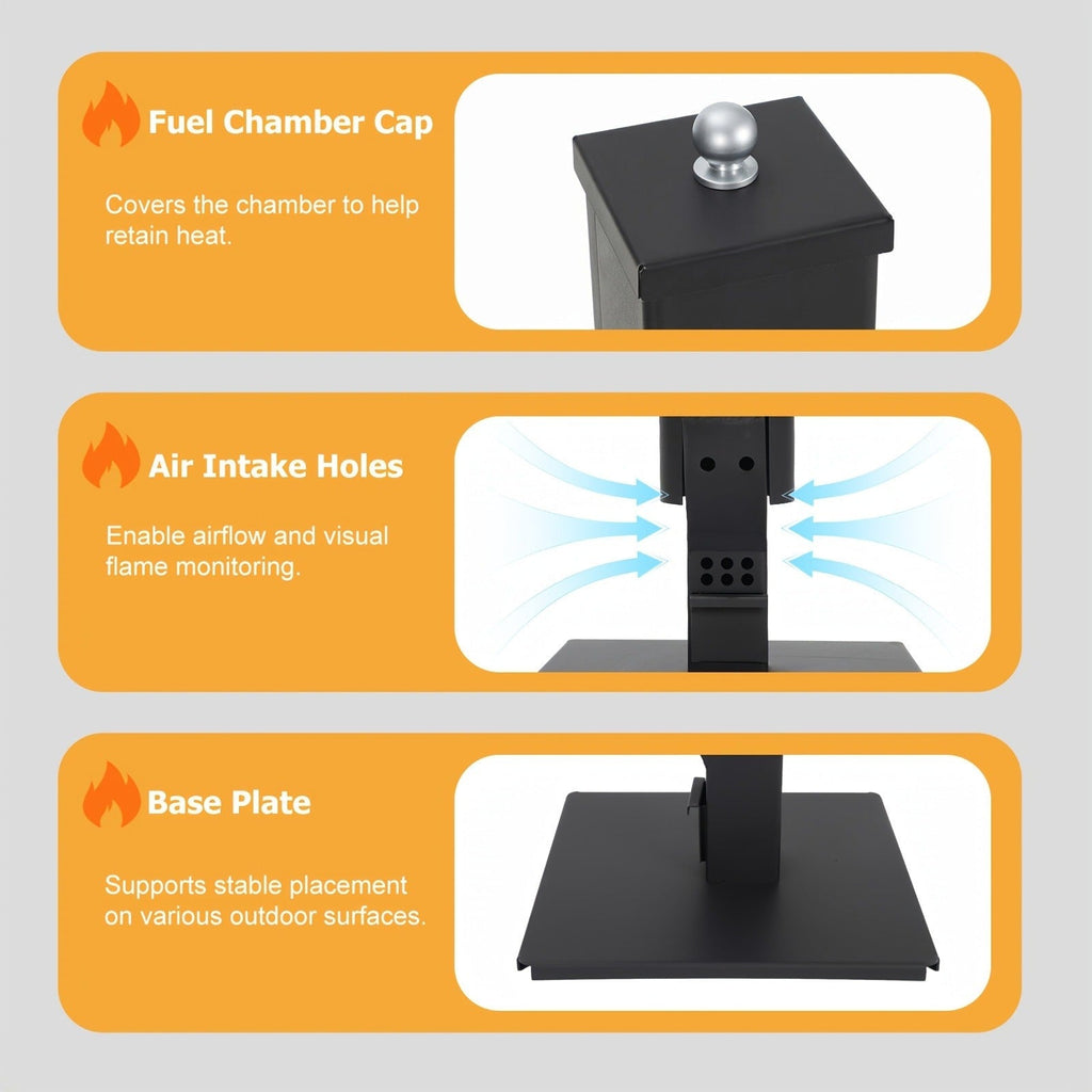 Outdoor Wood Pellet Patio Heater 56 Inch, Smokeless Portable Pellet Stove with Rain Cap, Viewing Window & Ash Tray — image 9