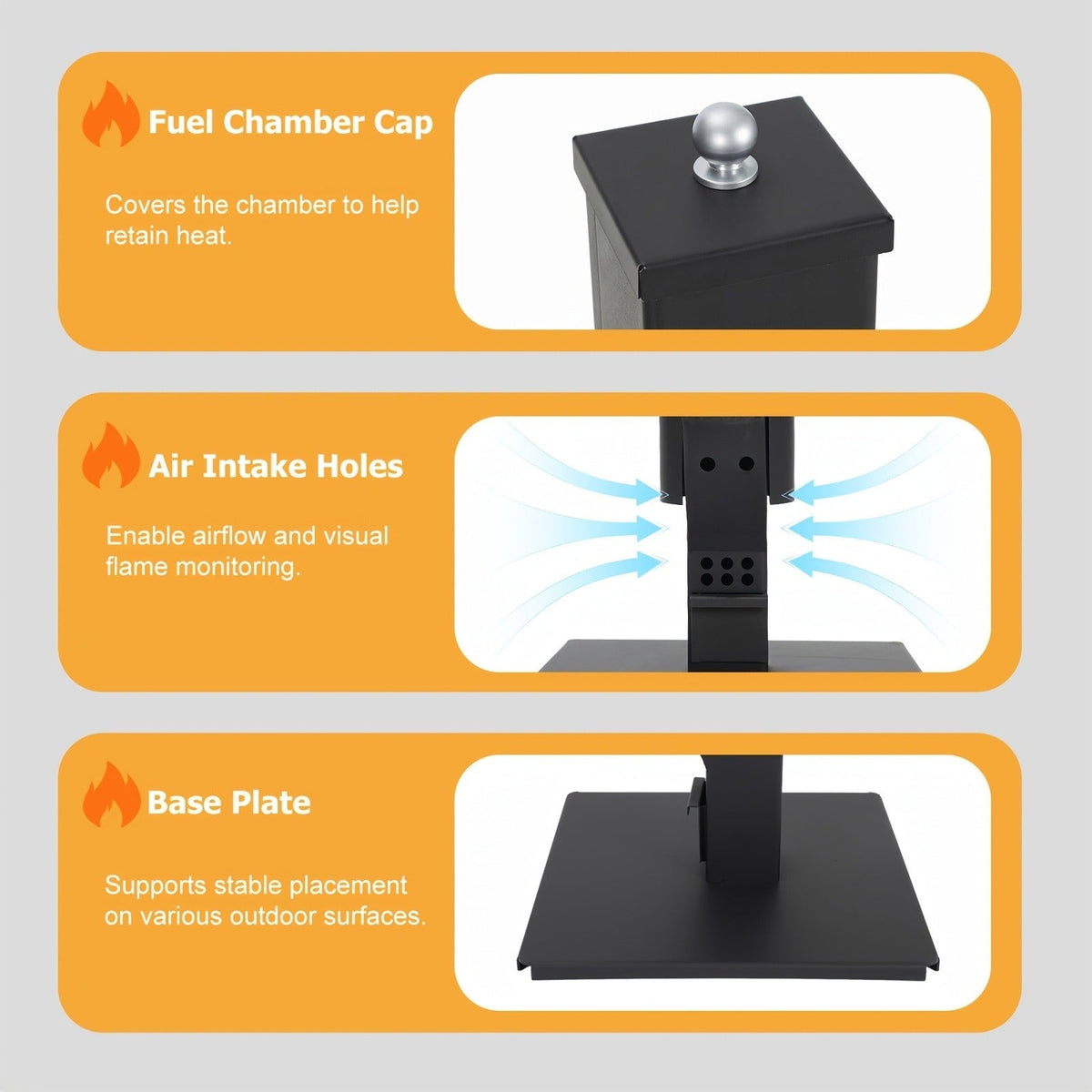 Outdoor Wood Pellet Patio Heater 56 Inch, Smokeless Portable Pellet Stove with Rain Cap, Viewing Window & Ash Tray — image 9