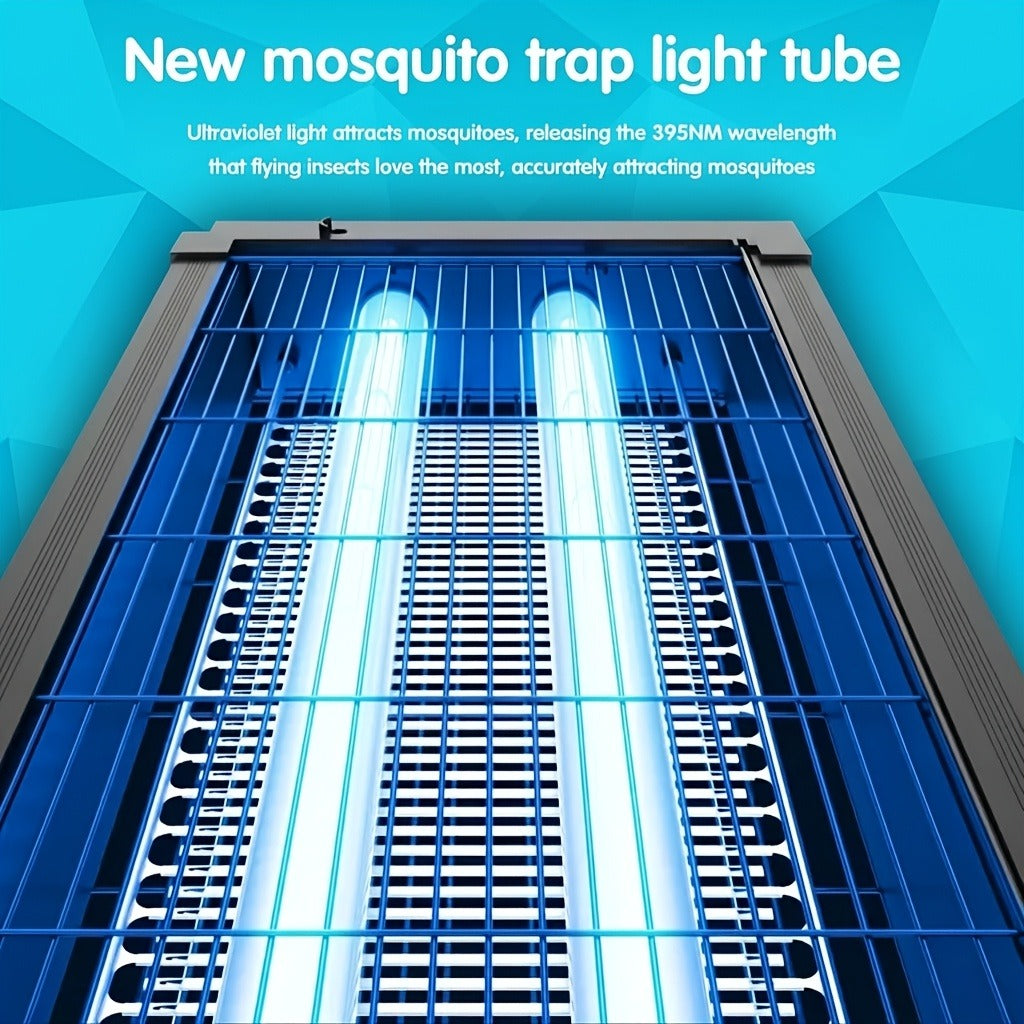 Rectangular Solar Bug Zapper with Blue Grid Light, Panel Top, Ground Stand and Hanging Chain in Black — image 6